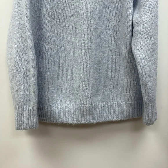 Zara Chunky Knit Crewneck Pullover Oversized Sweater Minimalist Pale Blue Medium - Picture 4 of 8